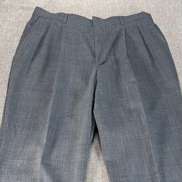 Haggar Pleated Wool Blend Dress Pants Men's 36 x 32 Gray Business Office - Picture 3 of 13